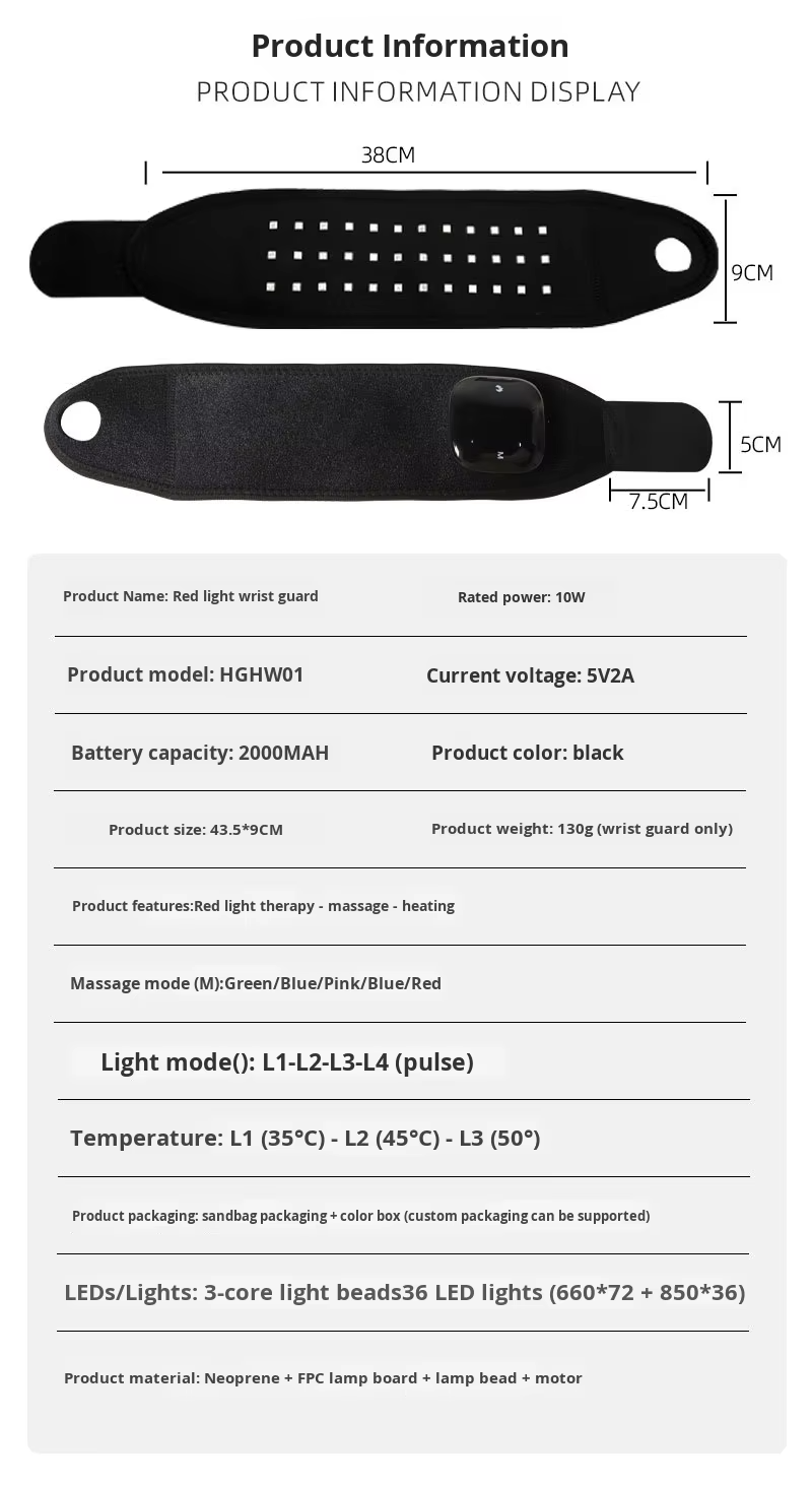 Red light therapy wrist guard