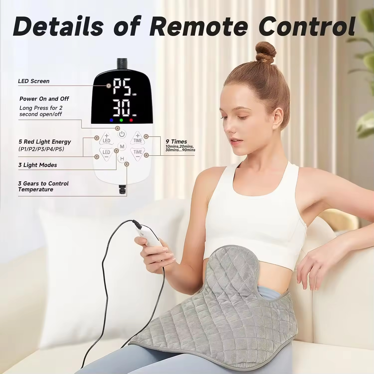 Red light therapy shawl with 63LED beads